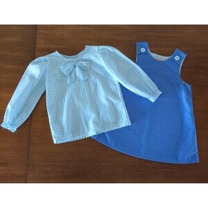 The Beaufort Bonnet Girls Juliet Jumper Dress and top Broadcloth Barbados Blue 5